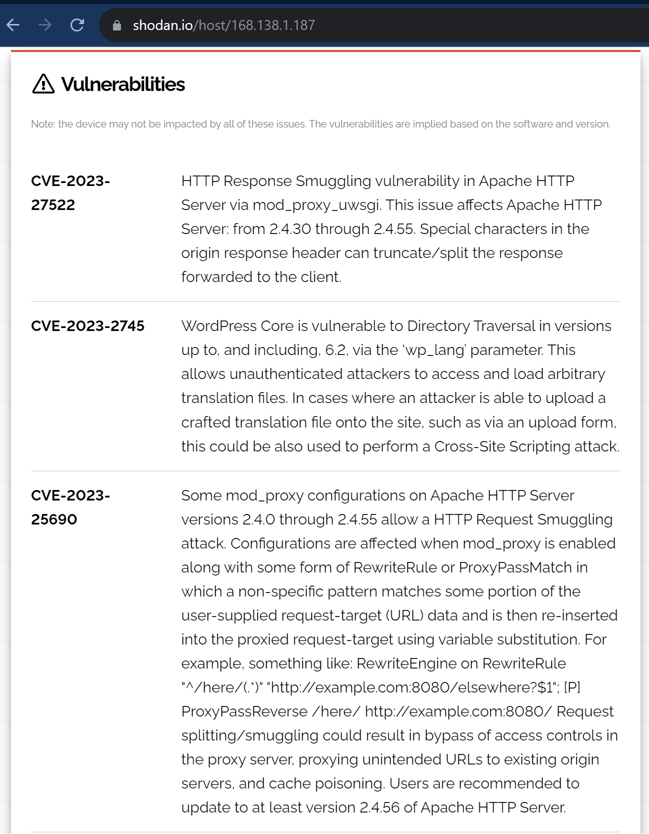 Lots of vulnerabilities to choose from